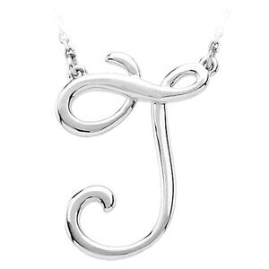 Sterling Silver, Olivia Collection, Medium Script Initial J Necklace